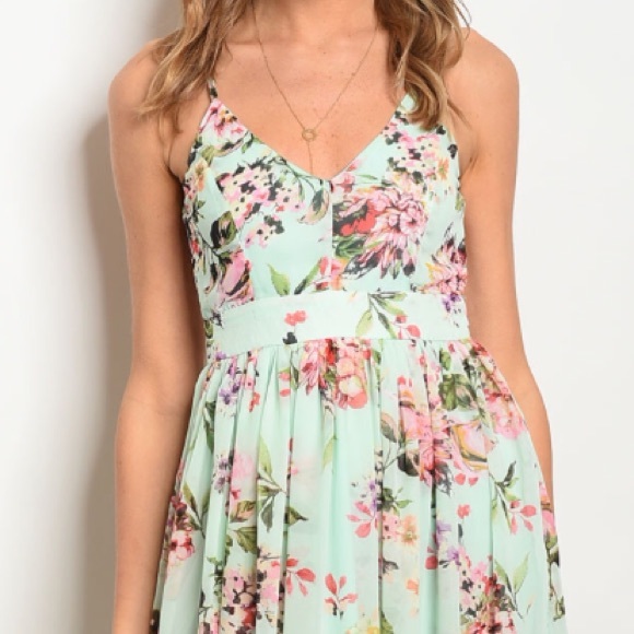 ☀️LAST1️⃣//MINT GREEN FLORAL DRESS - Picture 4 of 14